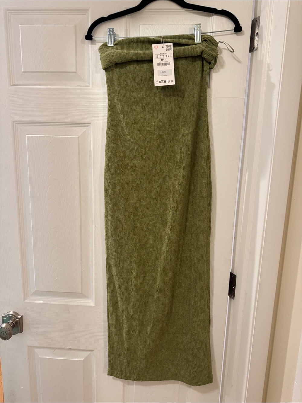Zara Olive Green Ribbed Maxi Dress